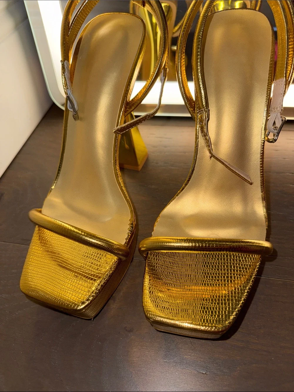 Gold Platform Slingback Heels - Women